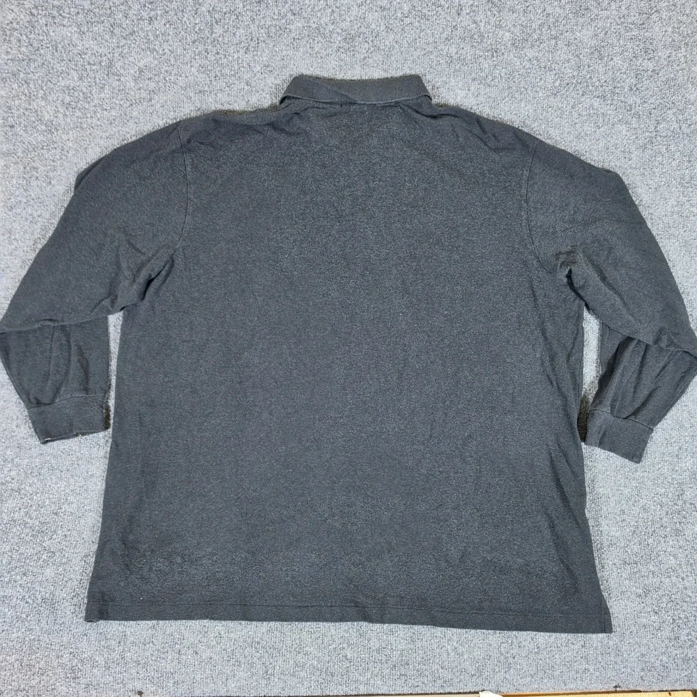 Polo Ralph Lauren Mens 4XB Big Long Sleeve Polo Shirt Black Pique Cotton Preppy